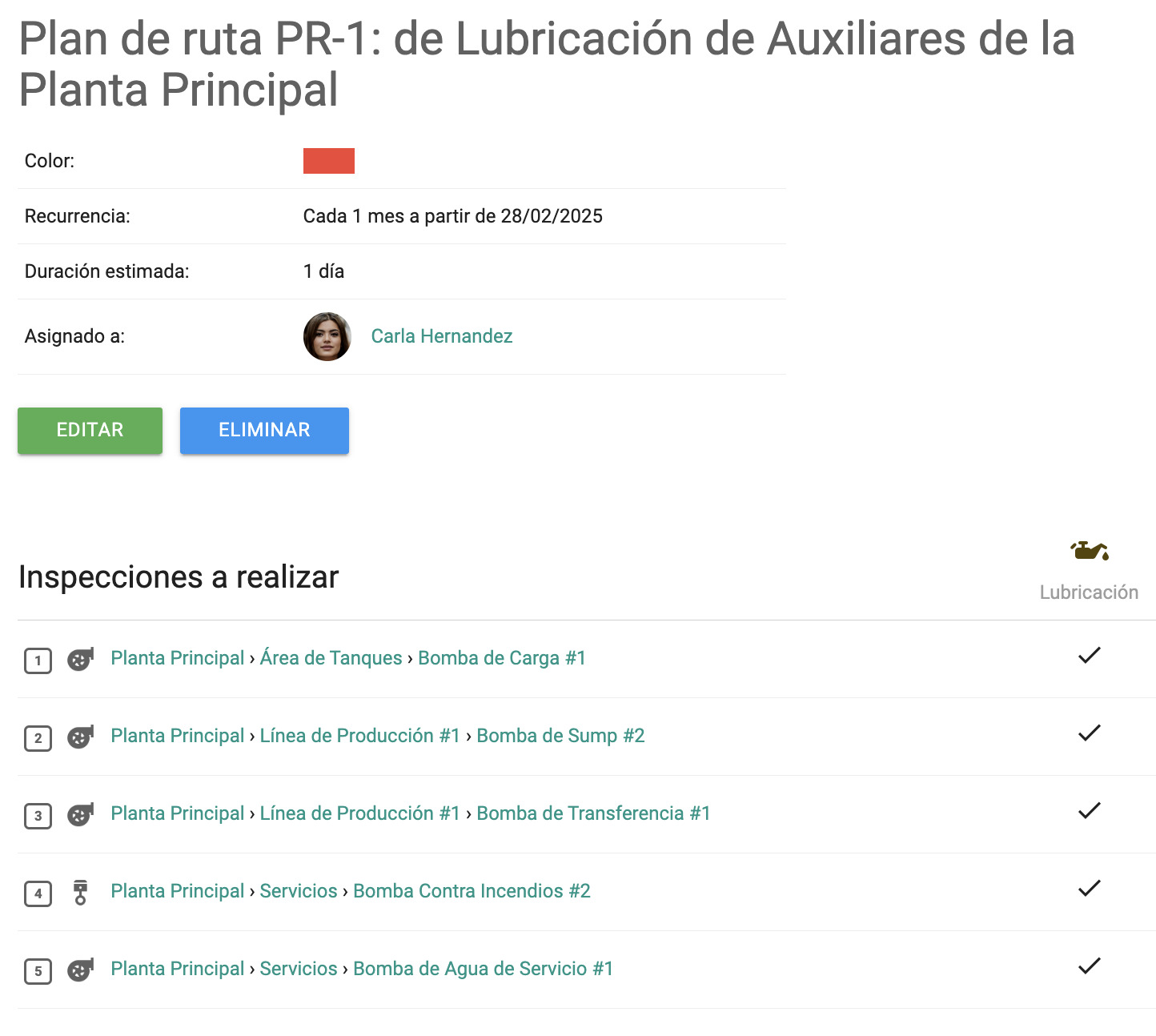 Crea rutas y calendarios de lubricación eficientes